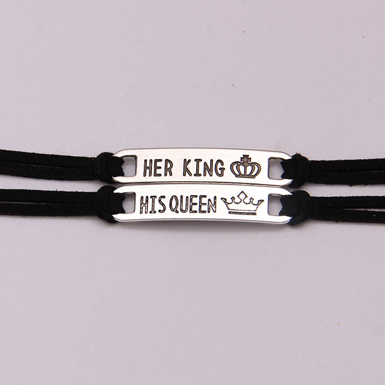 Alloy His Queen,Her King Bracelet for Couples