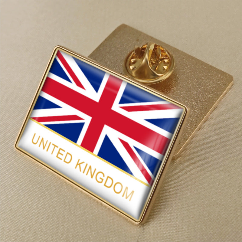 UK Flag Crystal Epoxy Badge Brooch