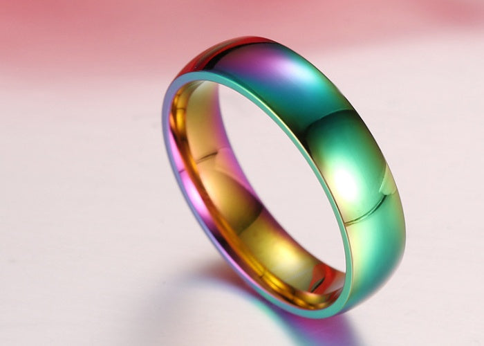 Rainbow Hematite Stainless Steel Ring
