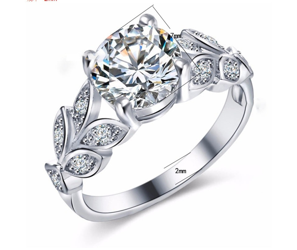 Inlaid Zircon Flower Vine Rings