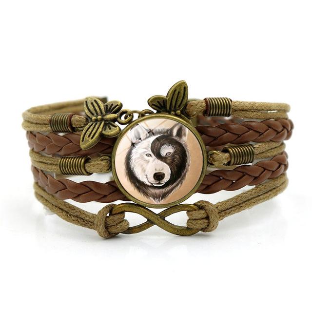 Vintage Wolf Yin Yang Bracelets