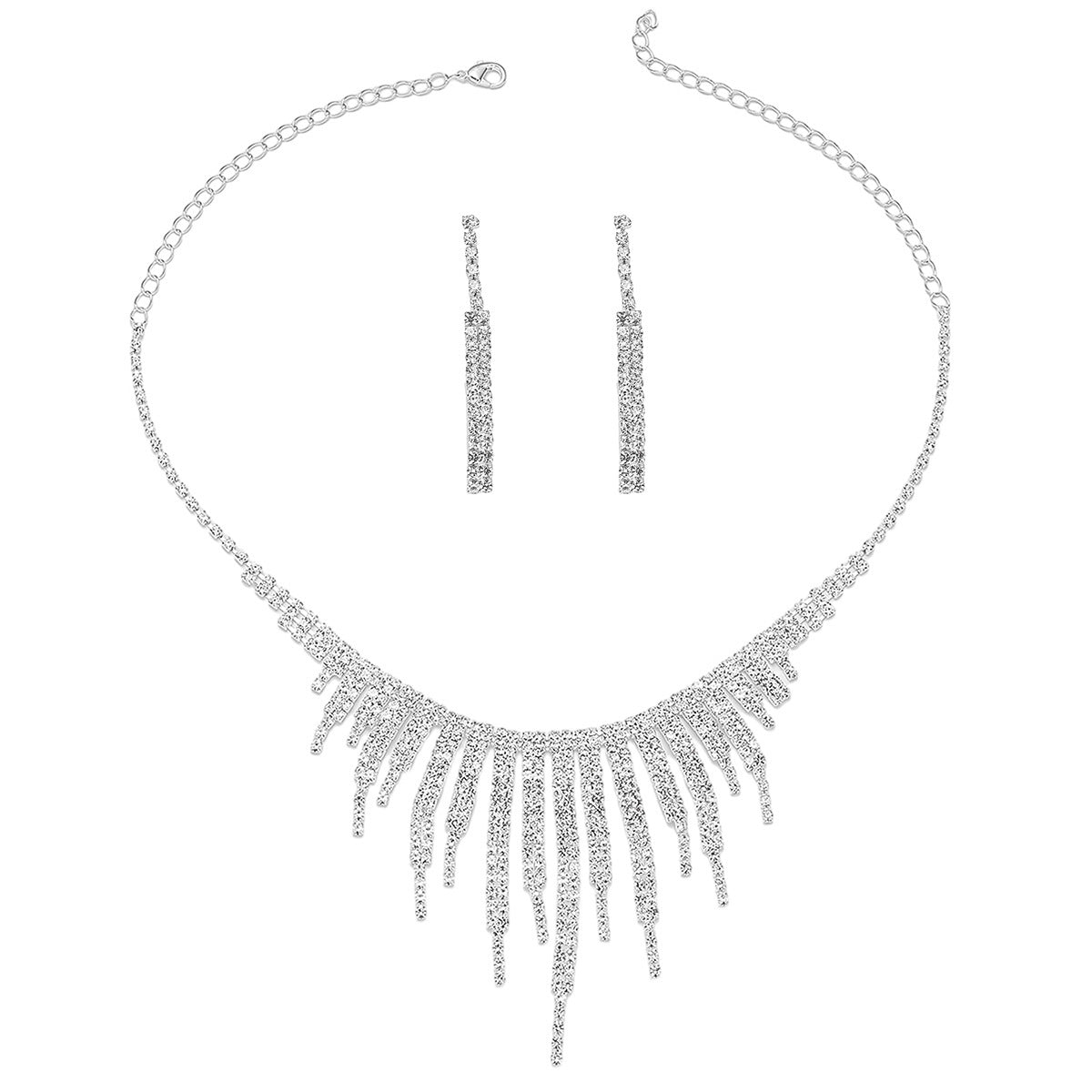 Rhinestone Necklace and  Earrings Set