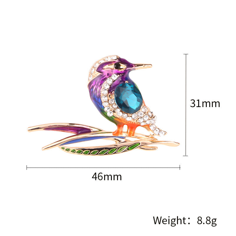 Handmade Woodpecker Crystal Glass Brooch