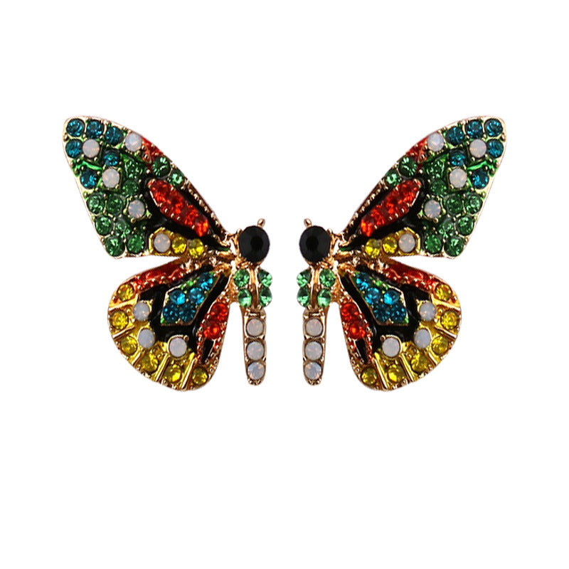 Colorful Crystals Sterling Silver Butterfly Earrings