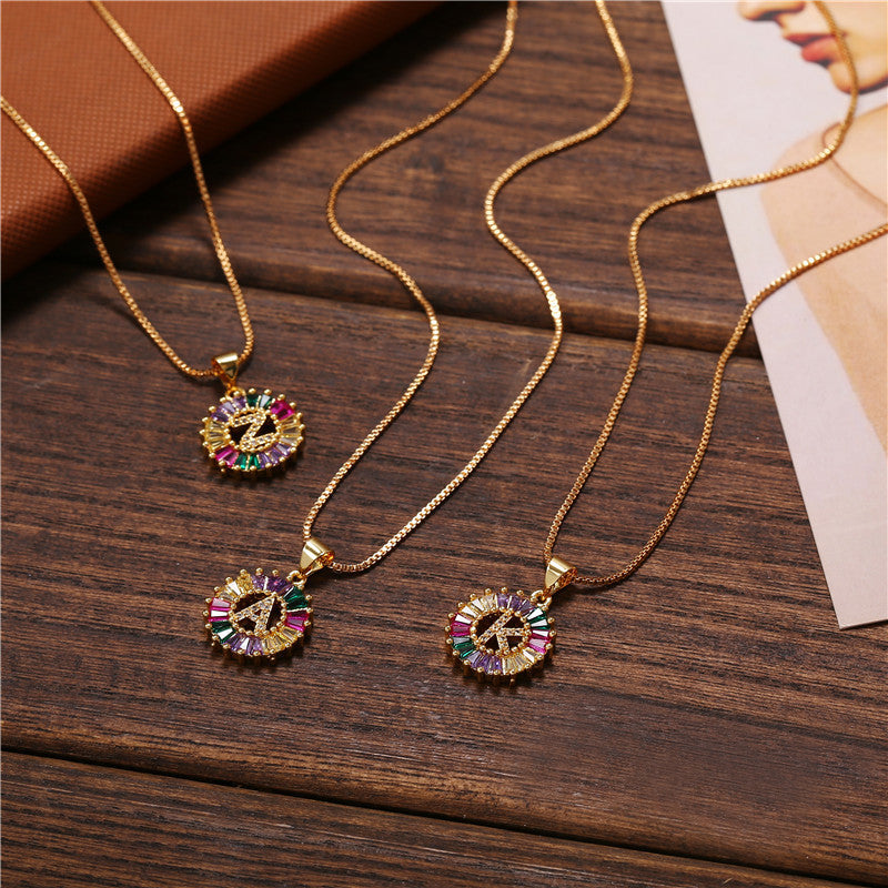 "Rainbow Letter" - Stainless Steel Pendant Necklace
