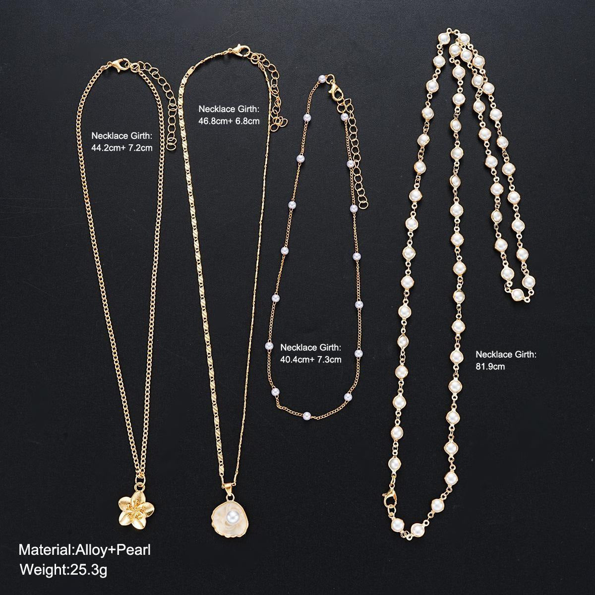 Long Retro 4-piece Sweater Necklace Chain Set