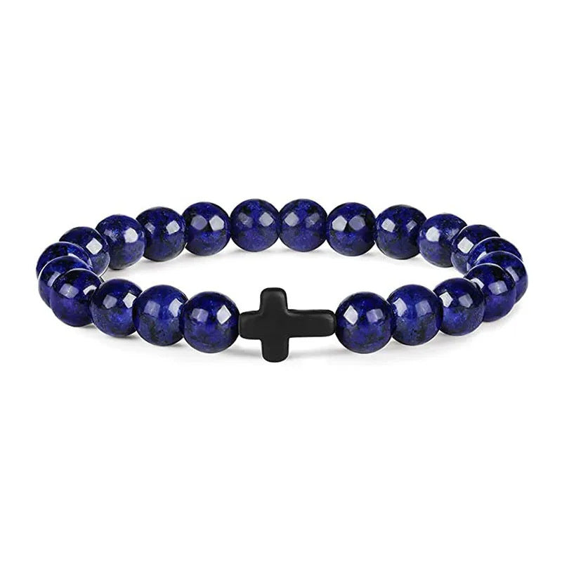 Natural Stone Beaded Cross Bracelets