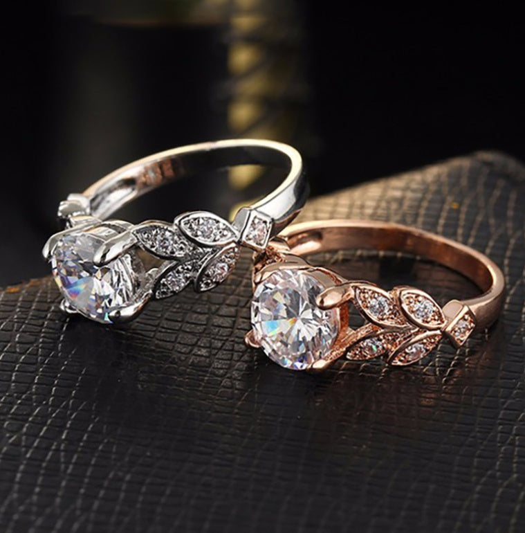 Inlaid Zircon Flower Vine Rings