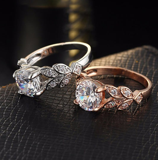 Inlaid Zircon Flower Vine Rings