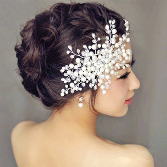 Handmade Beaded Crystal String Haircomb for Bridal