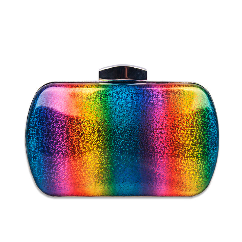 Rainbow Glitter Evening Clutch Purse