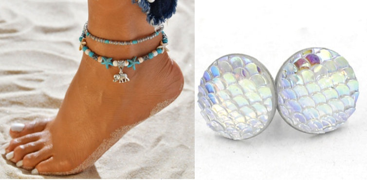 Mermaid Scales Earrings + Anklet