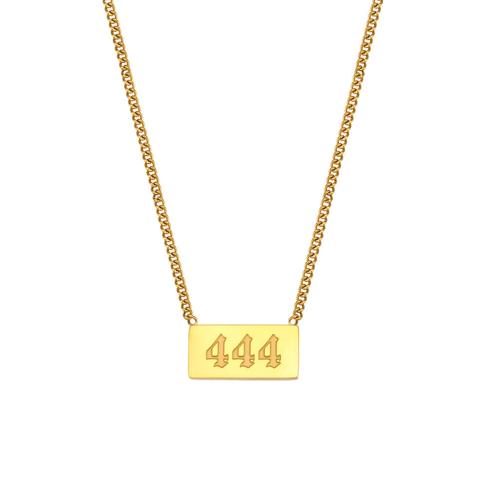 Temperament Numerology Titanium Steel 18K Gold Necklace