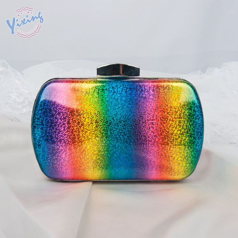 Rainbow Glitter Evening Clutch Purse