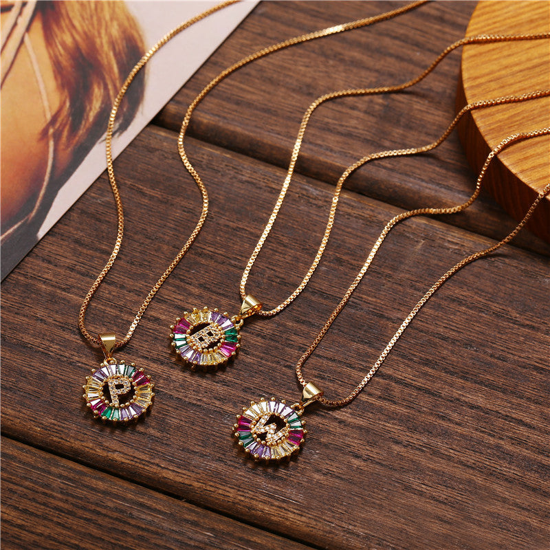 "Rainbow Letter" - Stainless Steel Pendant Necklace