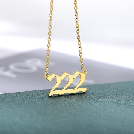 Old English Numerology Stainless Steel Necklace