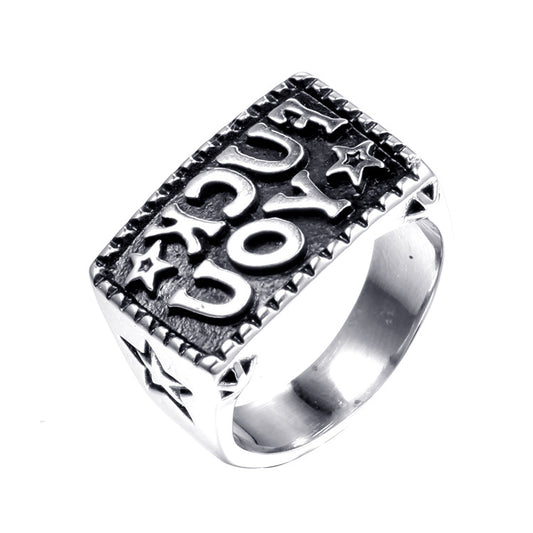 Metal F You Statement Rings