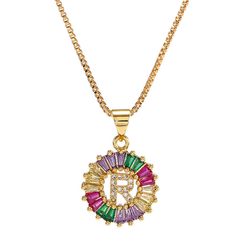 "Rainbow Letter" - Stainless Steel Pendant Necklace