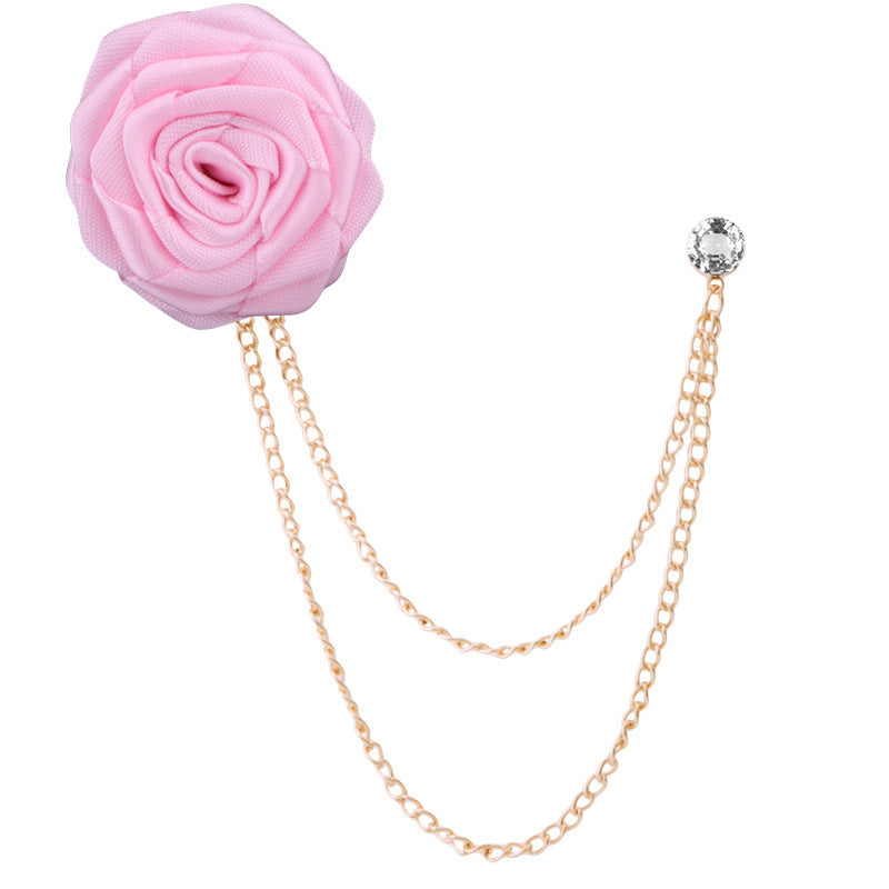 Handmade Rose Brooch Tassel for Men's Suit