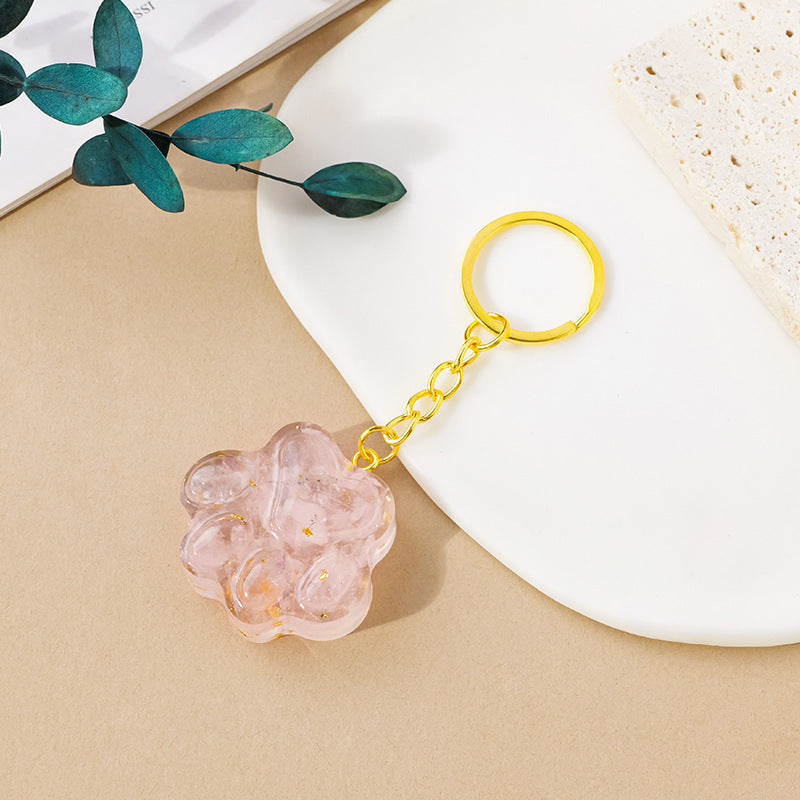 Natural Crystal Cat's Paw Keychain
