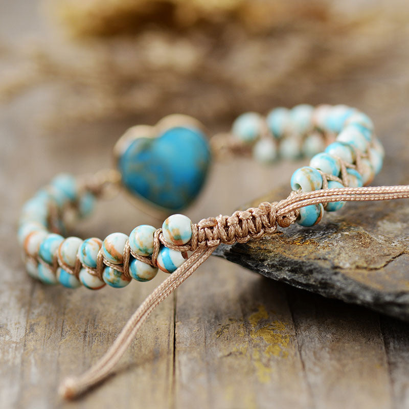 "Emperor Stone" - Handwoven Heart-shaped Bracelet