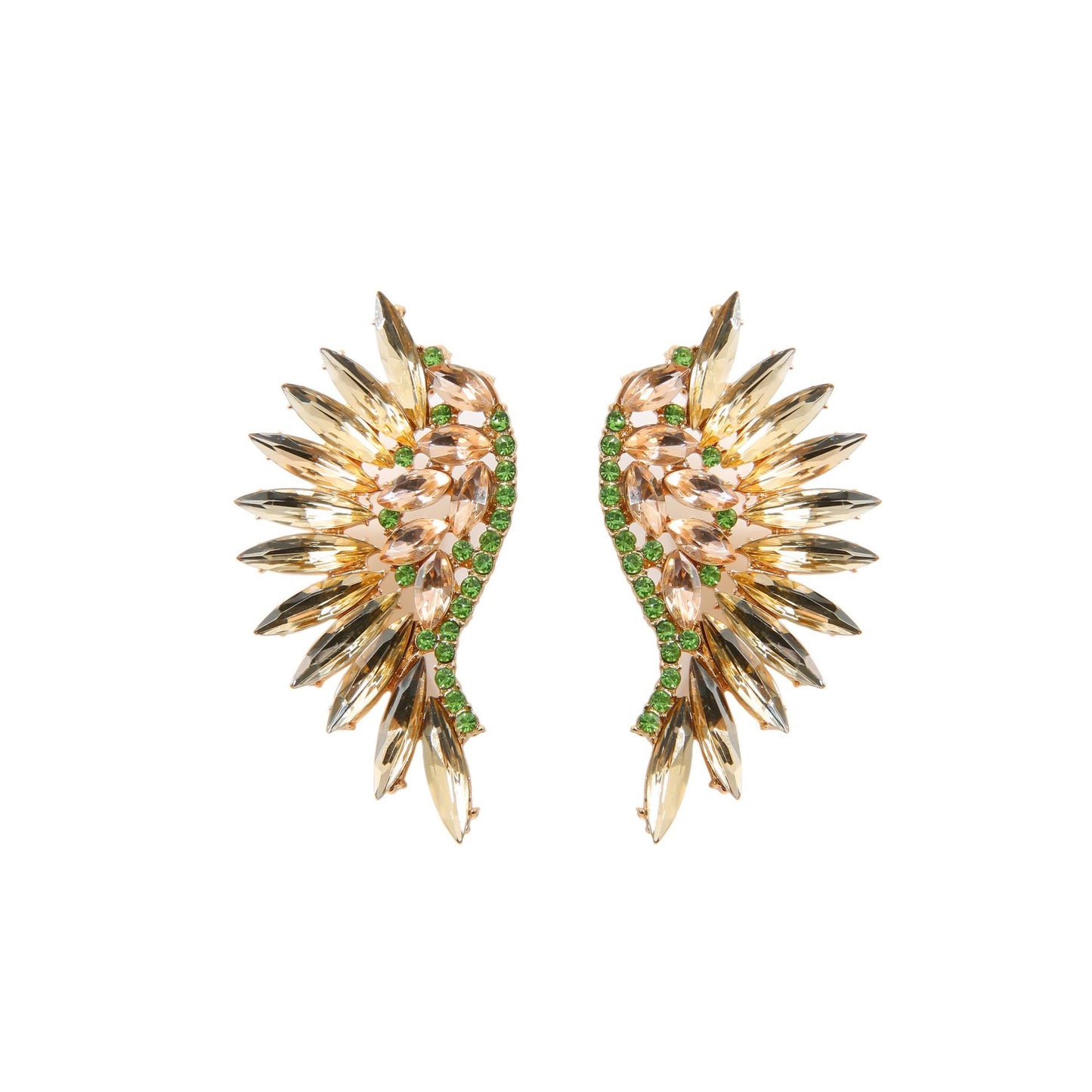 Exaggerated Micro-inlaid Crystal Wing Earrings