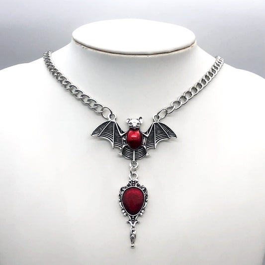 Retro Bat Girl Cross Necklace