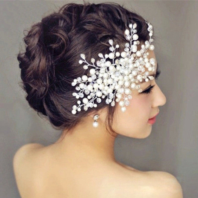 Handmade Beaded Crystal String Haircomb for Bridal