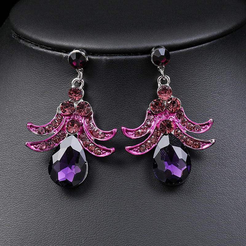 Alloy Diamond Drop Necklace and Earring Set