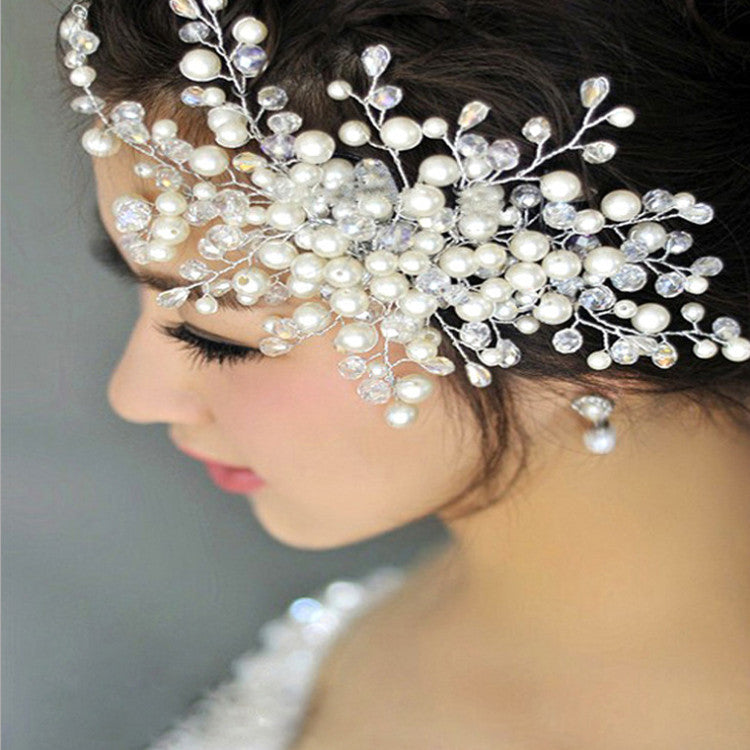 Handmade Beaded Crystal String Haircomb for Bridal
