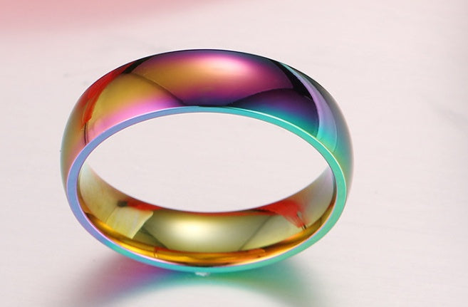 Rainbow Hematite Stainless Steel Ring