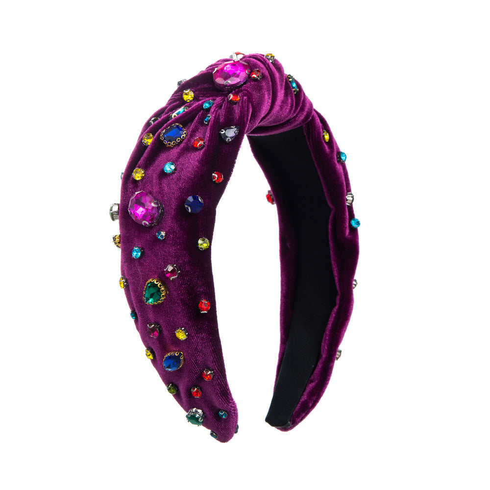 Colorful Knotted Crystals Fabric Headband