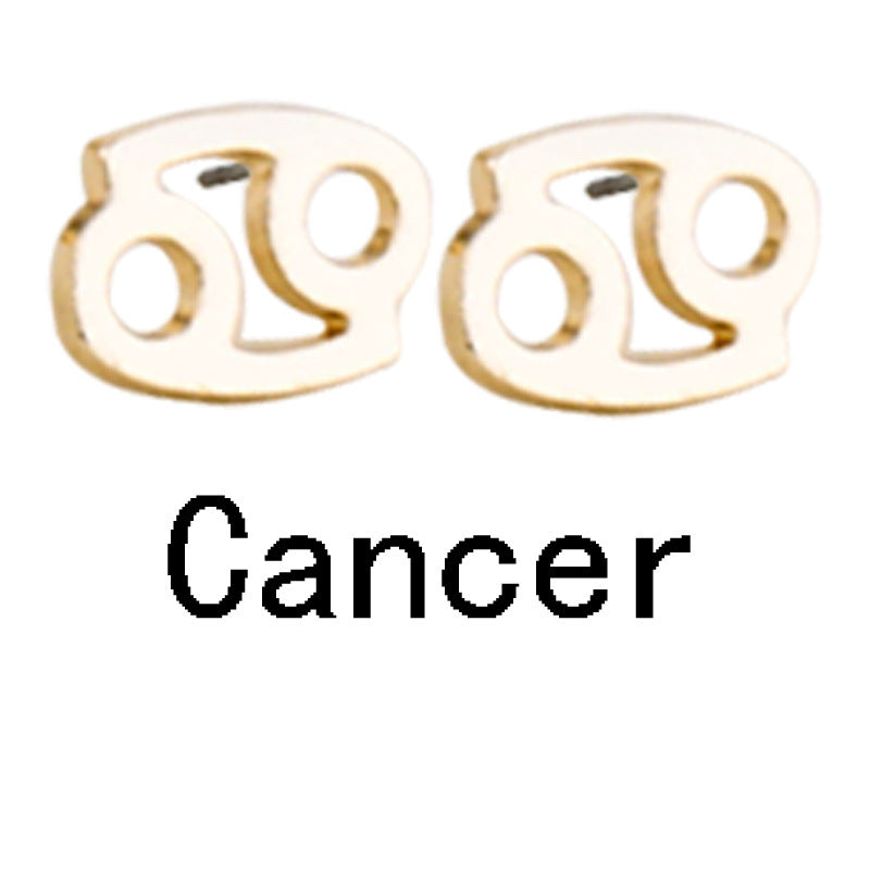 Zodiac Symbol Gold-plated Stud Earrings