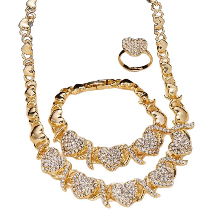 Bold Gold Hearts Electroplated Jewelry Set