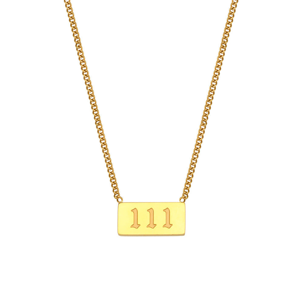 Temperament Numerology Titanium Steel 18K Gold Necklace