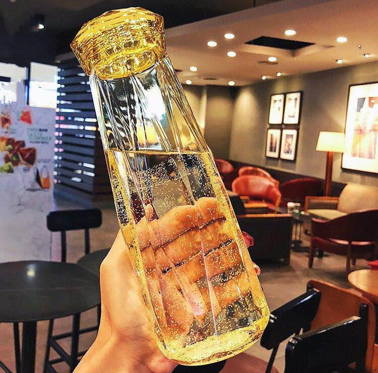 "Colorful Crystals"- BPA Free Glass Water Bottle (Perfect for Kids)