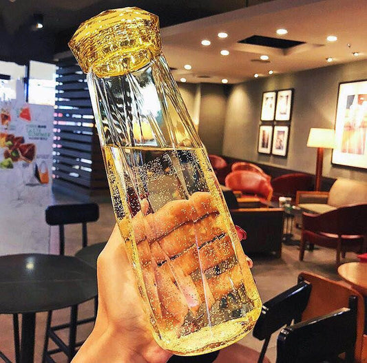 "Colorful Crystals"- BPA Free Glass Water Bottle (Perfect for Kids)
