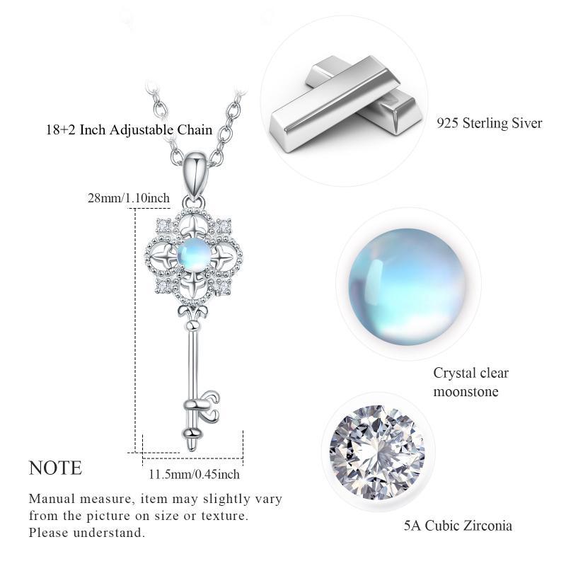 "Key of Happiness" -  Moonstone Key Pendant Necklace