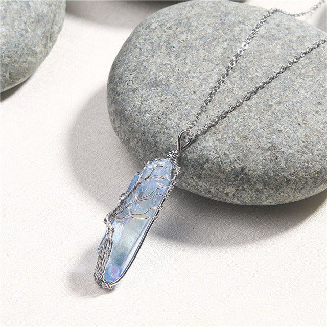 Natural Crystal Copper Wire Necklace For Women And Men