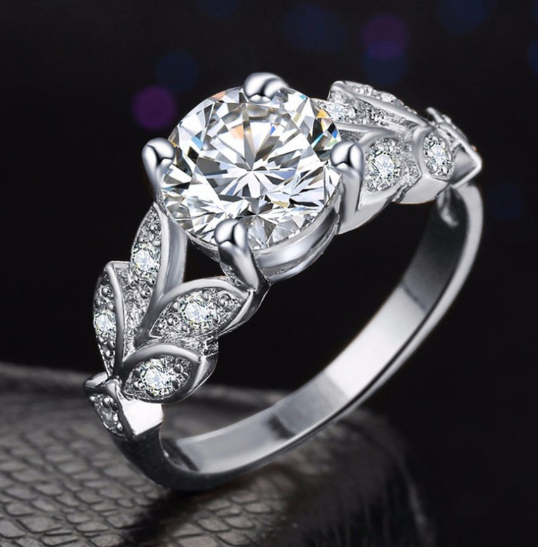 Inlaid Zircon Flower Vine Rings