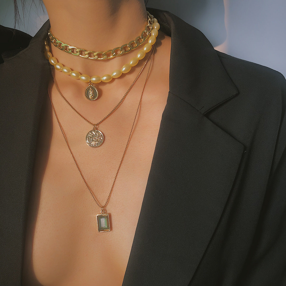 "Because I Can" - Retro Portrait Necklace/Sweater Chain