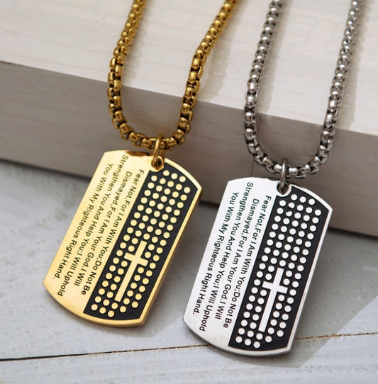 "Keep the Scripture" - Scripture Cross Dog Tag Necklace
