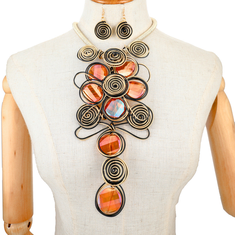 "Uniquely Divine" - Handmade Glass Aluminum Wire Necklace and Earrings Set