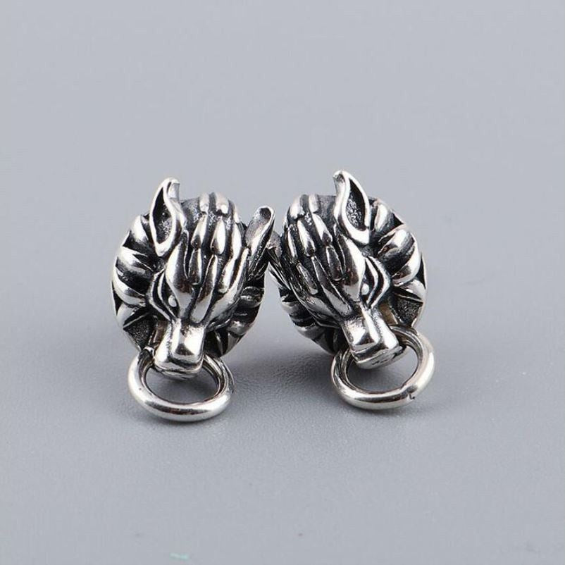 Vintage Sterling Silver Proud Wolf Hoops