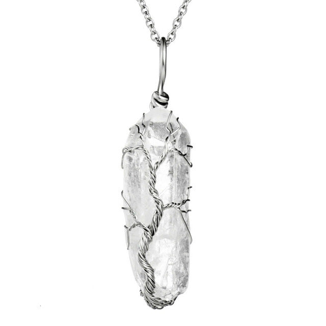 Natural Crystal Copper Wire Necklace For Women And Men