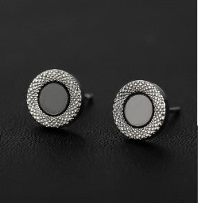 Black Silver-plated Stud Earrings