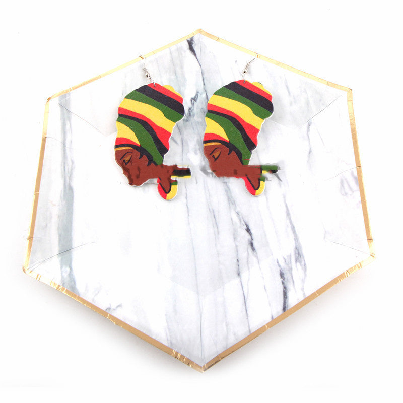 Multicolored Black Woman Dangle Earrings