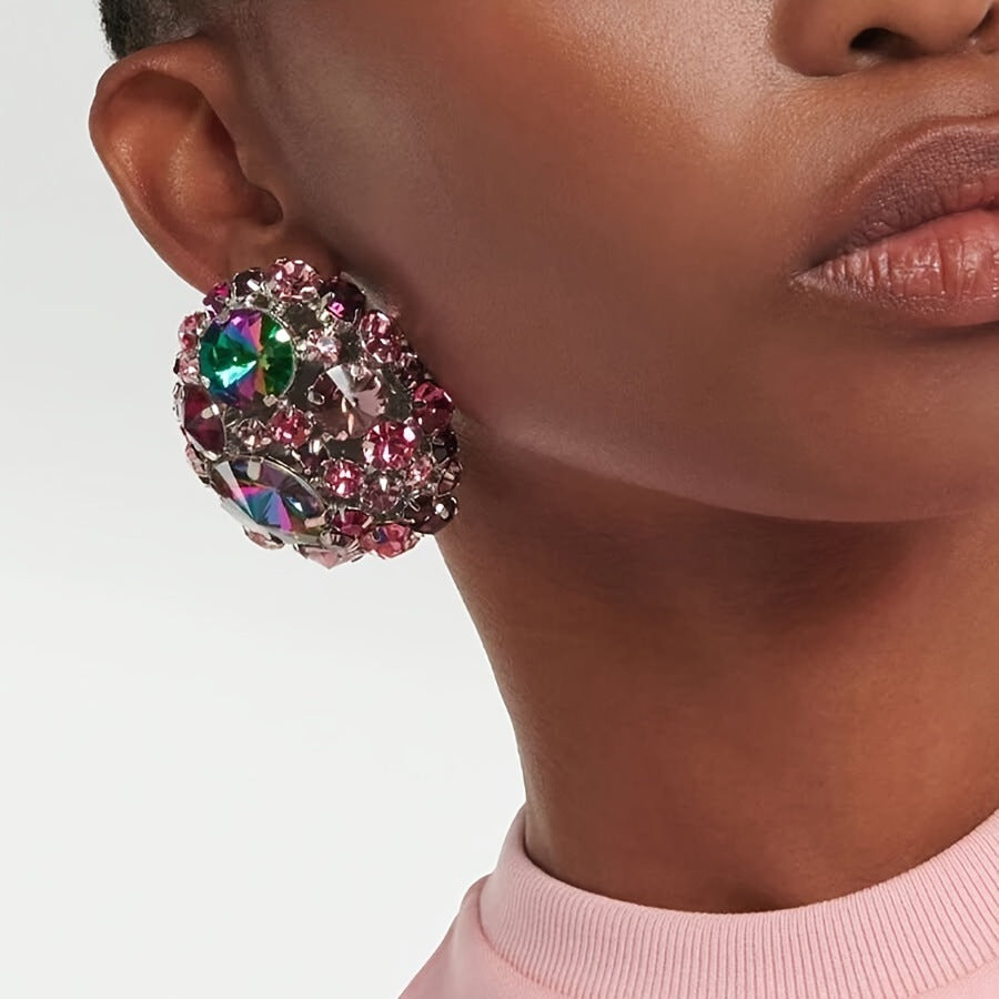 Colorful Crystals Earrings With Diamonds