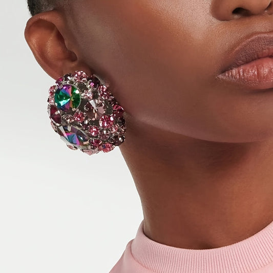 Colorful Crystals Earrings With Diamonds