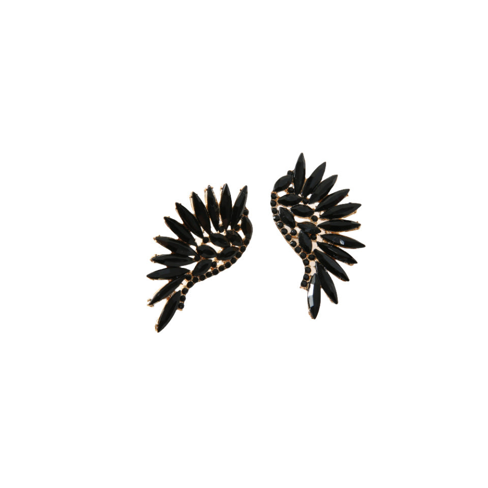 Exaggerated Micro-inlaid Crystal Wing Earrings